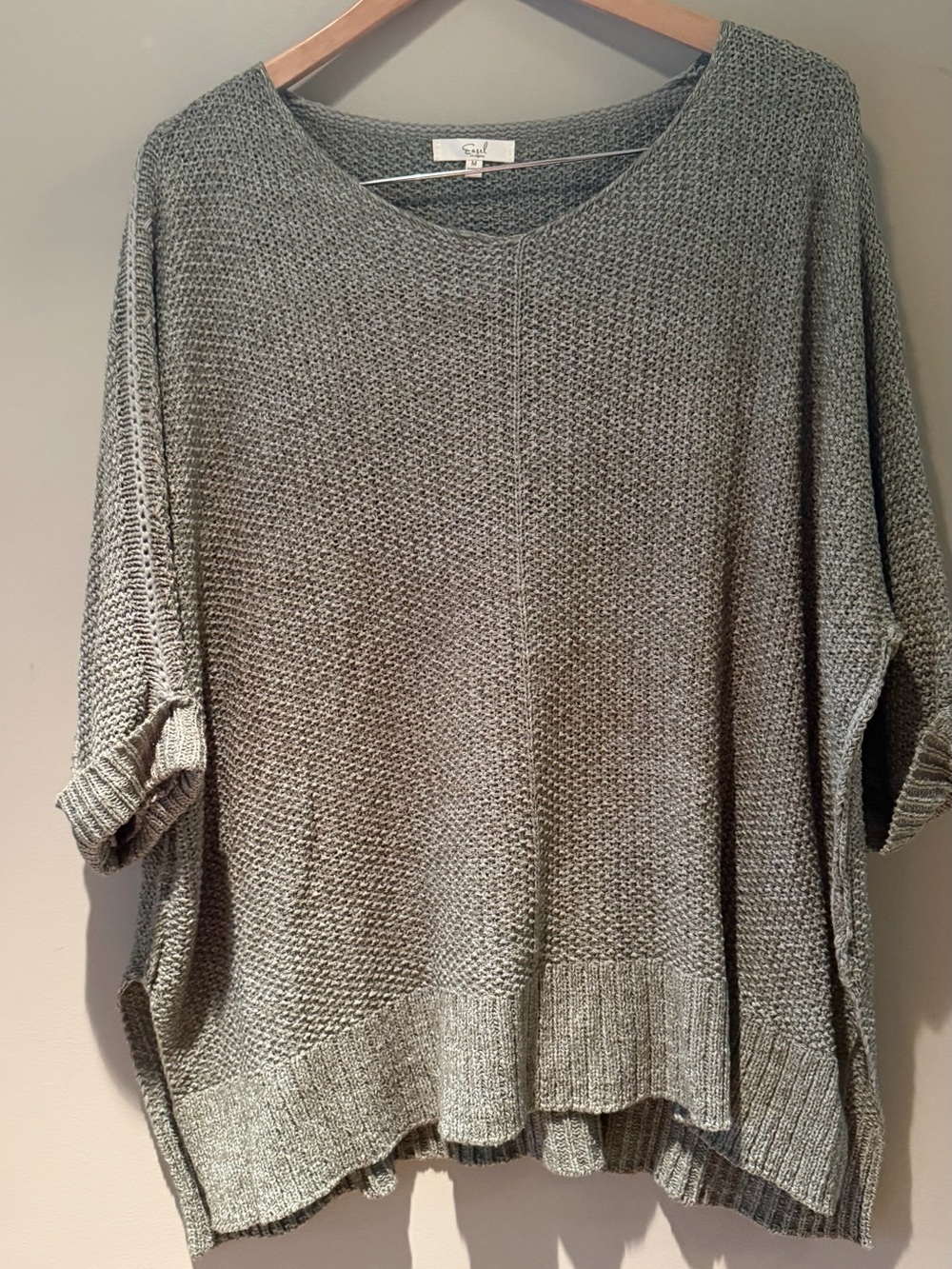 Light Olive Green Oversized open weave Knit Women's Sweater M